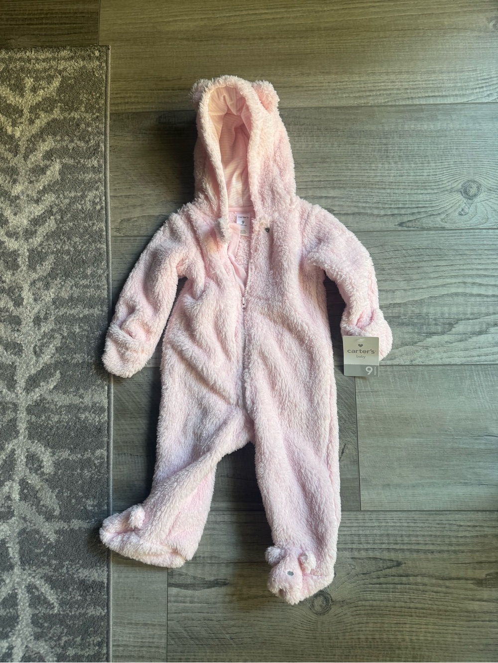 Carter’s Pink Hooded Onesie Size 9 months